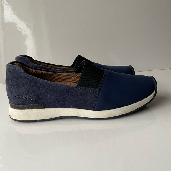 Vionic Blue Womens Leather Neoprene Cameo Loafer Sz 7 - Picture 2 of 8